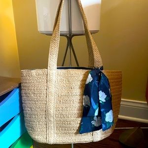 Draper James straw bag with floral scarf